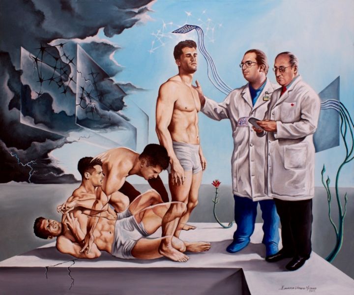 Malerei mit dem Titel "Epilepsia dejando a…" von Eduardo Urbano Merino, Original-Kunstwerk, Öl