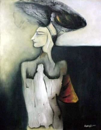 Painting titled "Sobre tu cabeza la…" by Eduardo Yanes Hidalgo, Original Artwork, Oil