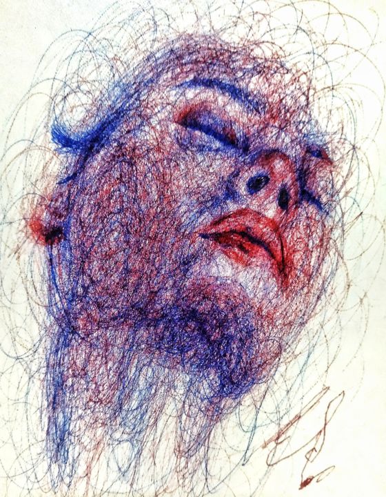 Drawing titled "Sensualità" by Eduardo Scivoletto, Original Artwork, Ballpoint pen