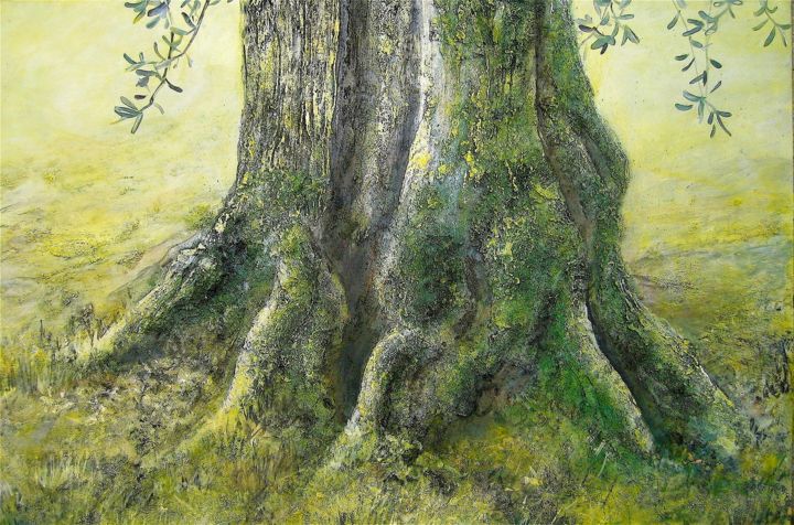 Painting titled "Olivenbaum 2" by Daniel Rohrbach, Original Artwork, Acrylic