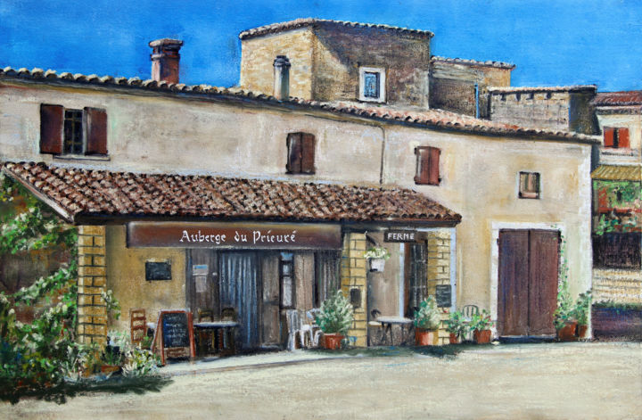 Malerei mit dem Titel "Auberge" von Daniel Rohrbach, Original-Kunstwerk, Acryl