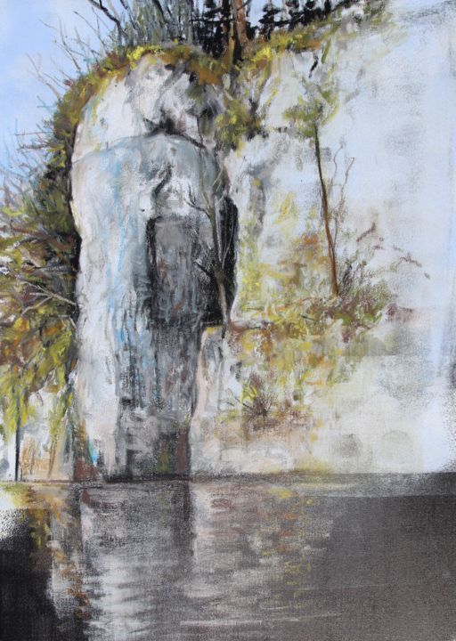 Peinture intitulée "Felsen am Doubs" par Daniel Rohrbach, Œuvre d'art originale, Craie