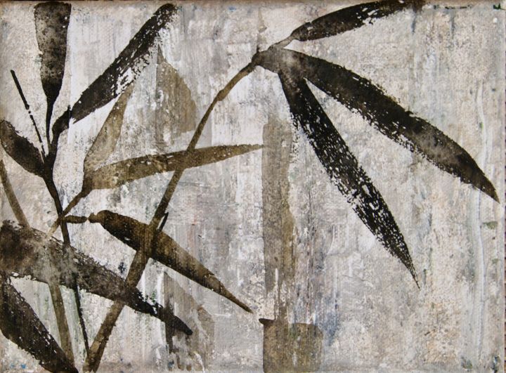 Malerei mit dem Titel "Bambusstengel" von Daniel Rohrbach, Original-Kunstwerk, Tinte