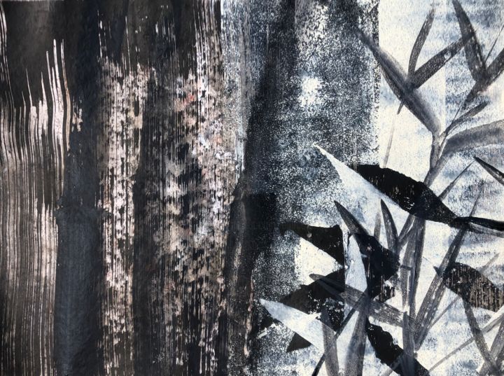 Pittura intitolato "Bambus V" da Daniel Rohrbach, Opera d'arte originale, Inchiostro