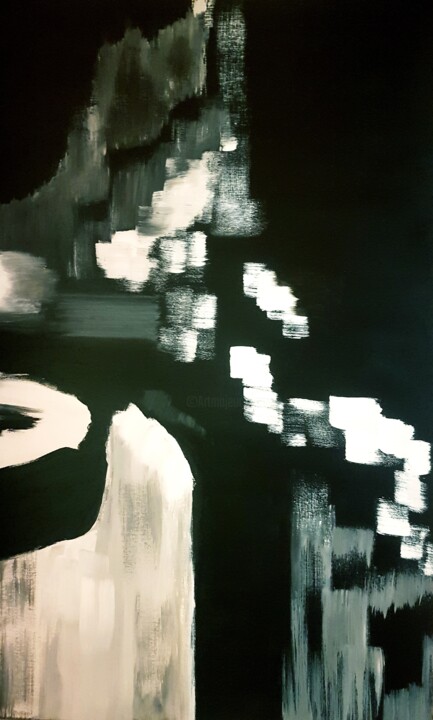Painting titled "Black and white! Ab…" by Eriola Tafaj, Original Artwork, Acrylic