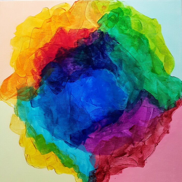 Картина под названием "Rainbow ball! Abstr…" - Eriola Tafaj, Подлинное произведение искусства, Акрил