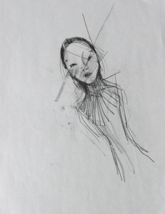 Drawing titled "asian girl" by Edward Chernesky, Original Artwork
