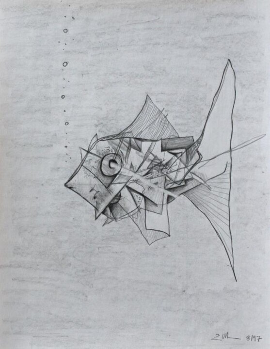 Drawing titled "angelfish" by Edward Chernesky, Original Artwork
