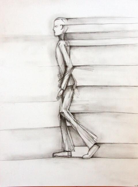 Installation titled "walking figure" by Edward Chernesky, Original Artwork