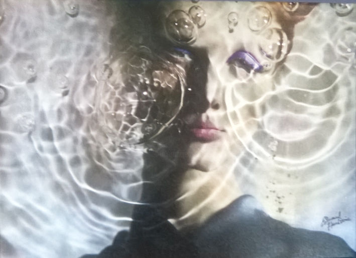 Картина под названием "WOMAN II" - Harlovic, Подлинное произведение искусства, Цифровая живопись Установлен на Деревянная ра…
