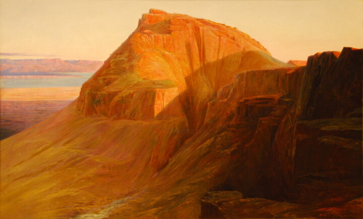 Pittura intitolato "Massada sur la mer…" da Edward Lear, Opera d'arte originale, Olio