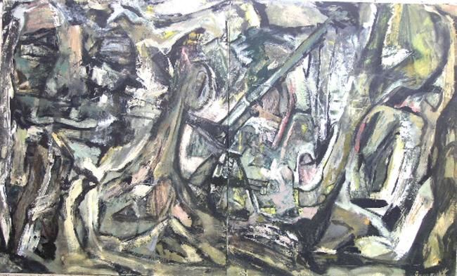 Painting titled "Trees and Weapons e…" by Annamalt & Edward Naujok, Original Artwork