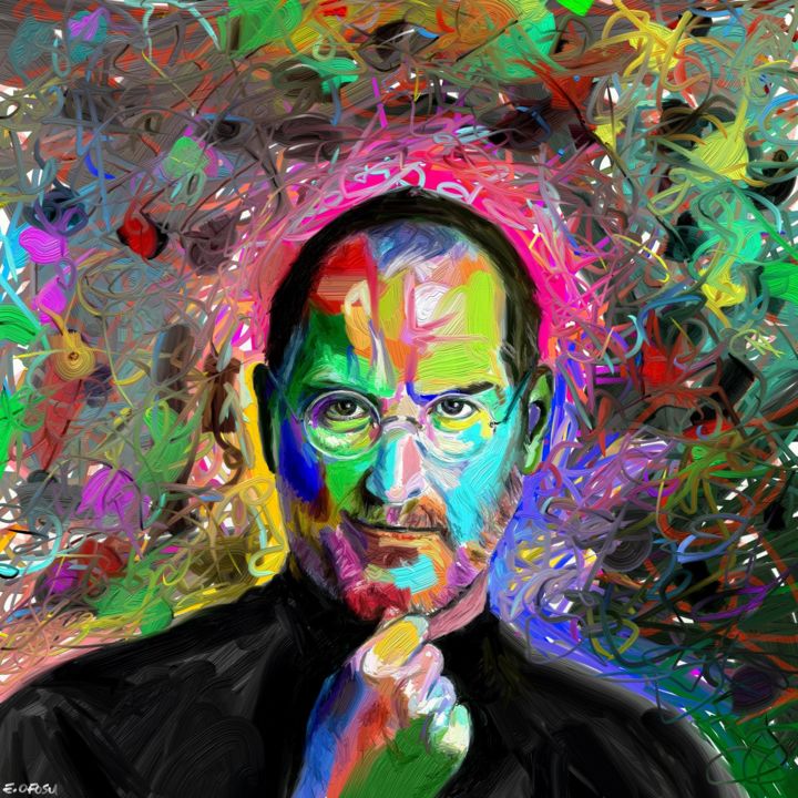Digital Arts titled "Steve Jobs" by Edward Ofosu, Original Artwork, Digital Painting