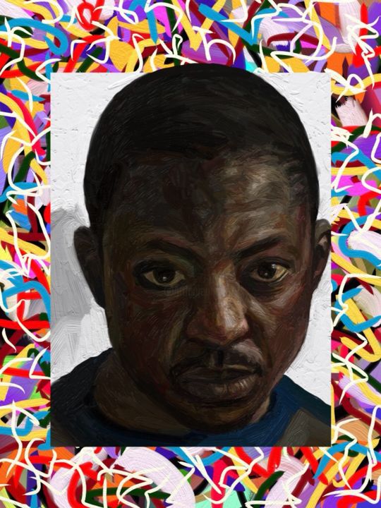 Digital Arts titled "Me looking into the…" by Edward Ofosu, Original Artwork, Digital Painting