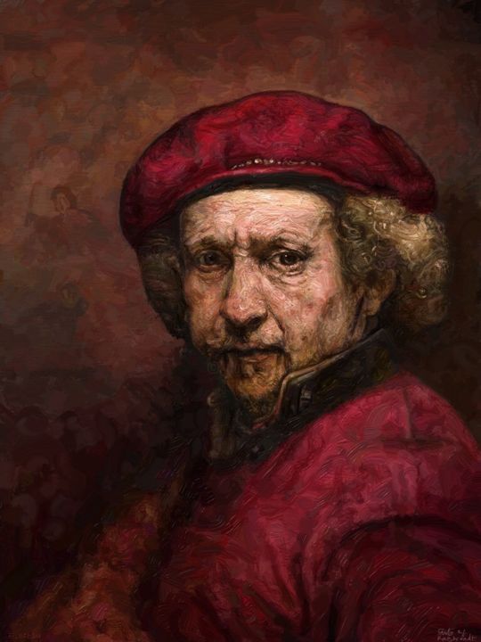 Digital Arts titled "Rembrandt with an i…" by Edward Ofosu, Original Artwork, Digital Painting
