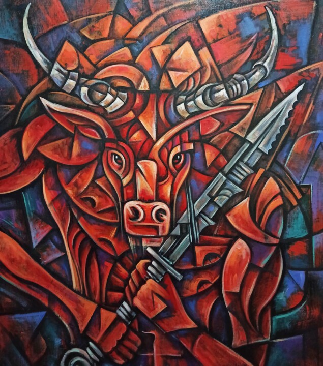 Painting titled "defensor" by Edward Yov, Original Artwork, Acrylic