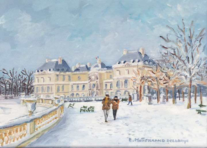 Pintura titulada "Promenade sous la n…" por Edwige Mitterrand Delahaye, Obra de arte original, Oleo