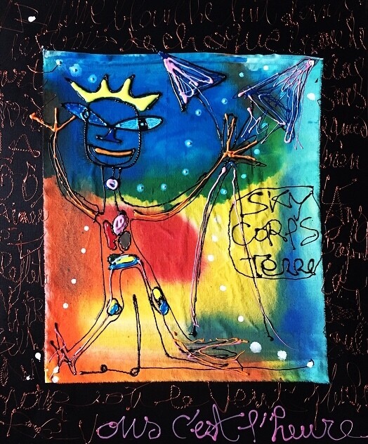 Painting titled "Luna" by Edwige Col, Original Artwork, Acrylic Mounted on Wood Stretcher frame