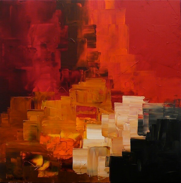 Painting titled "VOLCANIQUE" by Edwige Leprin, Original Artwork