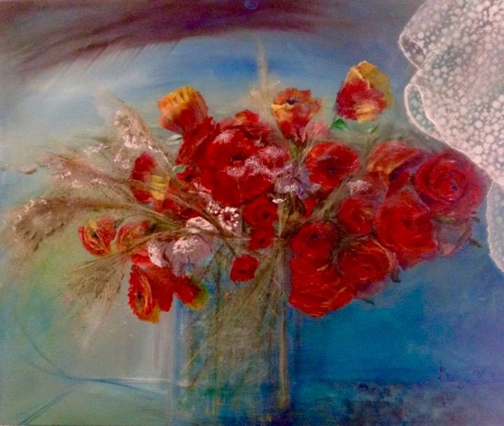 Peinture intitulée "Bouquet de fleurs" par Edwige Hachimi, Œuvre d'art originale, Acrylique