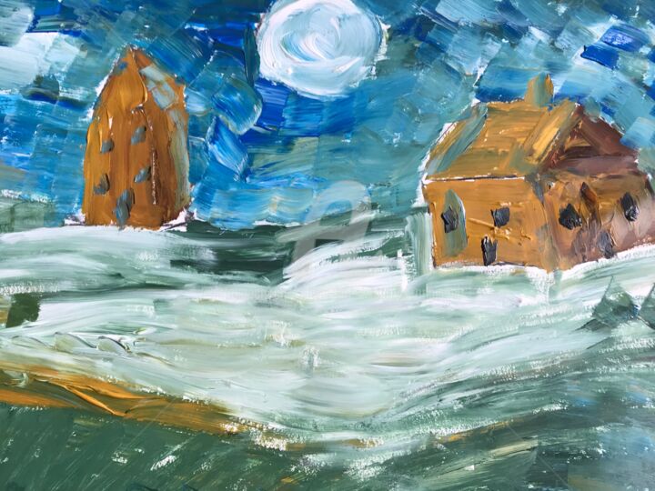 Schilderij getiteld "Winter Landschap (B…" door Edwin Boeckxstaens (Origineel), Origineel Kunstwerk, Acryl
