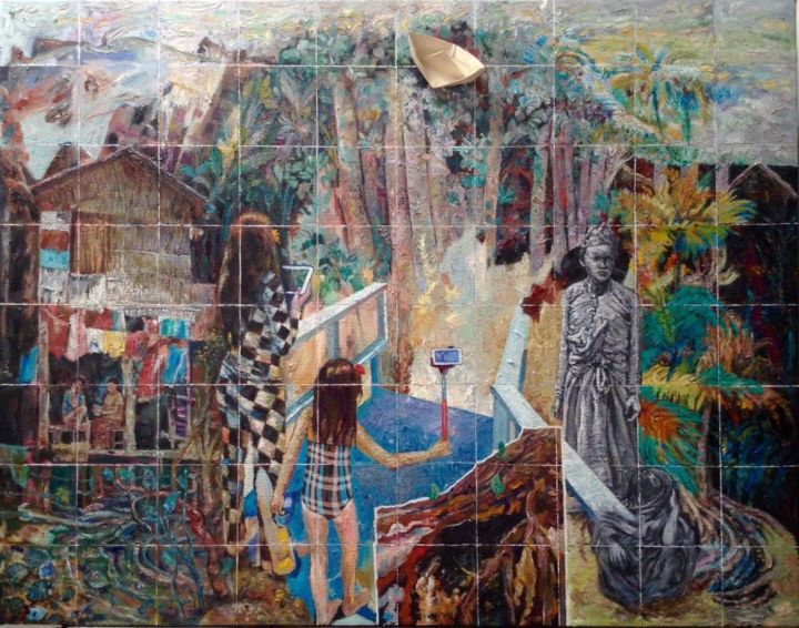 Pittura intitolato "Crossing" da Edwin Jumalon, Opera d'arte originale