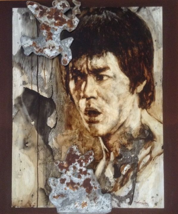 Pintura intitulada "Bruce Lee" por Edwin Jumalon, Obras de arte originais
