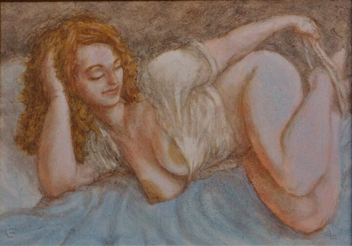 Peinture intitulée "Reclining Nude 1" par Edwin Loftus, Œuvre d'art originale, Huile