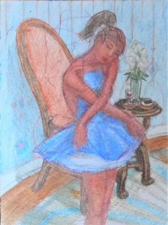 Dessin intitulée "The Dancer after th…" par Edwin Loftus, Œuvre d'art originale, Crayon Monté sur Autre panneau rigide