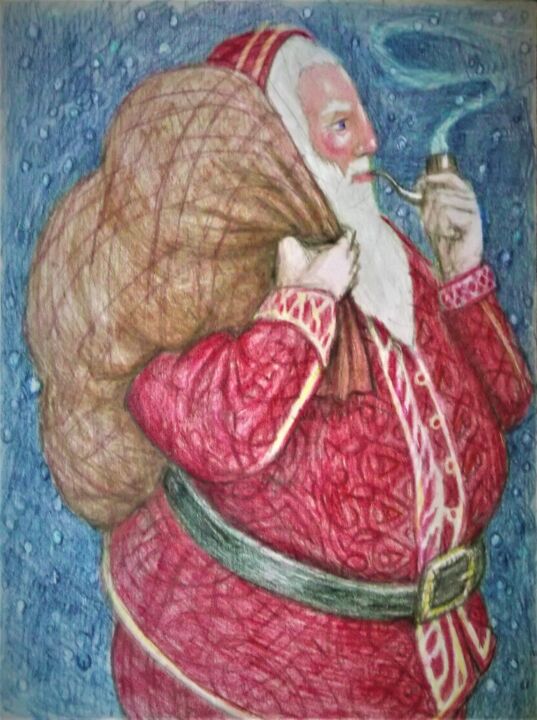 Drawing titled "Santa Clause 1" by Edwin Loftus, Original Artwork, Pencil Mounted on Other rigid panel