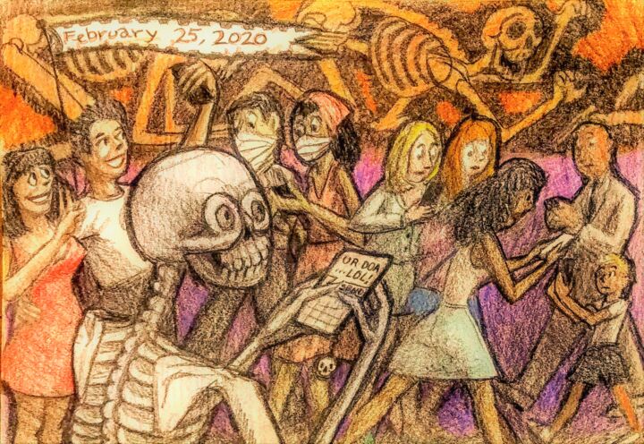 Dibujo titulada "Dance Macabre 4, Am…" por Edwin Loftus, Obra de arte original, Lápiz