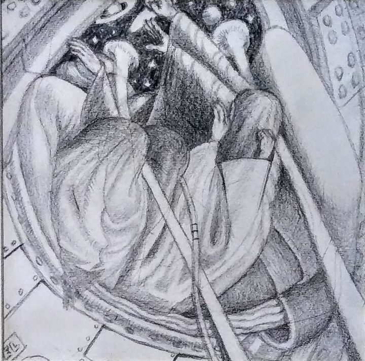 Disegno intitolato "Marks on Paper" da Edwin Loftus, Opera d'arte originale, Matita Montato su Altro pannello rigido