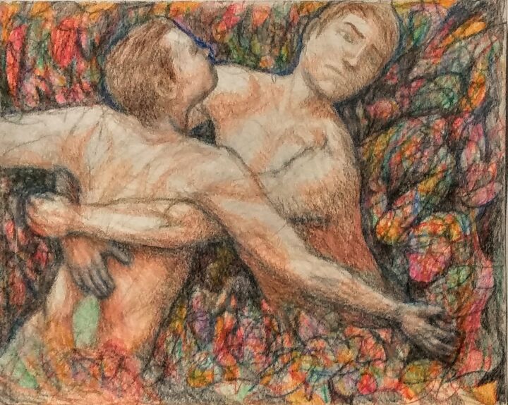 Drawing titled "Lovers 36" by Edwin Loftus, Original Artwork, Pastel Mounted on Other rigid panel