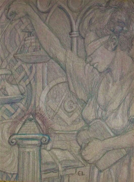 Dibujo titulada "Symbolism" por Edwin Loftus, Obra de arte original, Lápiz Montado en Otro panel rígido
