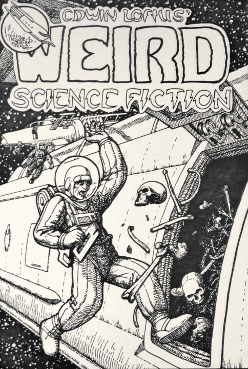 Dessin intitulée "Weird Science Ficti…" par Edwin Loftus, Œuvre d'art originale, Encre Monté sur Autre panneau rigide