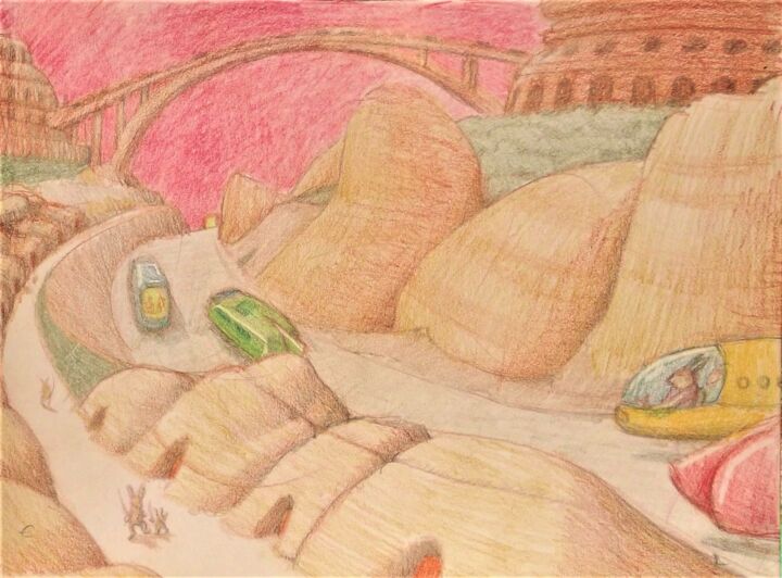 Drawing titled "Life on Mars, 1" by Edwin Loftus, Original Artwork, Pastel Mounted on Other rigid panel