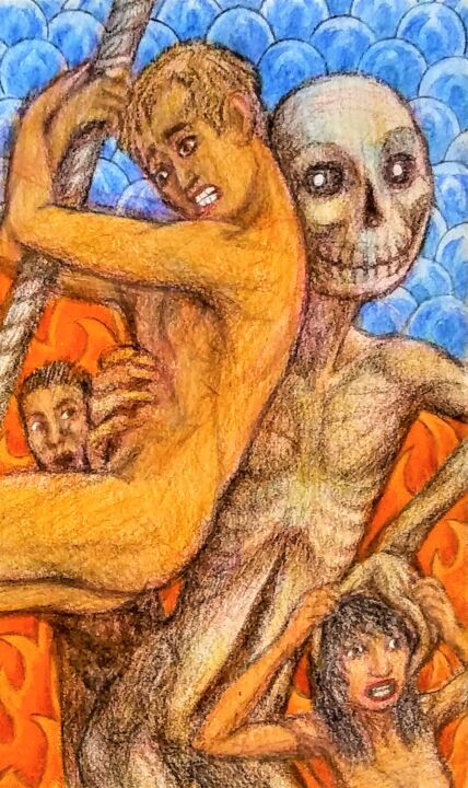 Рисунок под названием "Dance Macabre 10, U…" - Edwin Loftus, Подлинное произведение искусства, Пастель Установлен на Другая…