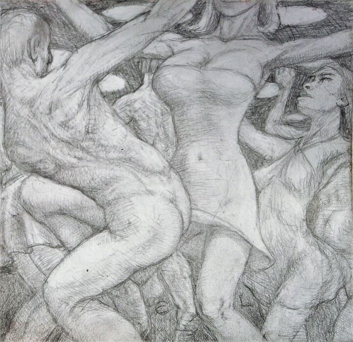 Desenho intitulada "Ladies' Choice Nigh…" por Edwin Loftus, Obras de arte originais, Lápis Montado em Outro painel rígido