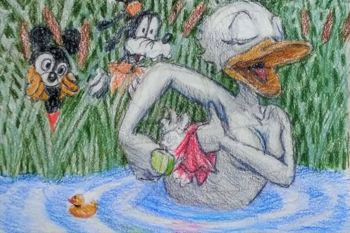 Dessin intitulée "Daisy and the Elders" par Edwin Loftus, Œuvre d'art originale, Pastel