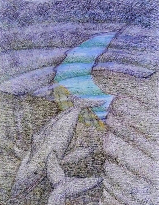Drawing titled "The Lost Whales" by Edwin Loftus, Original Artwork, Pastel