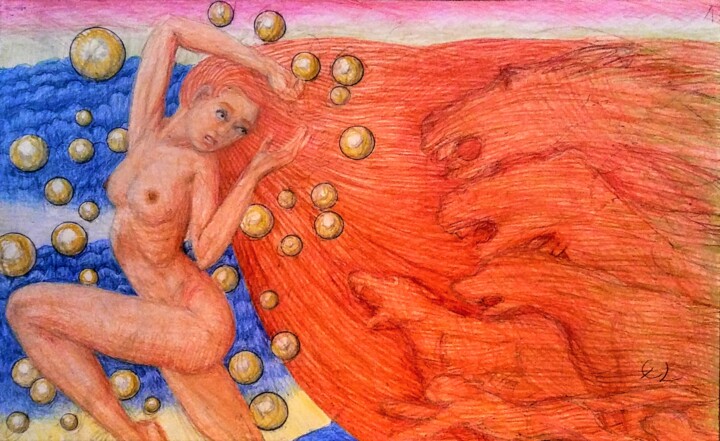 Рисунок под названием "Confusion and Fear" - Edwin Loftus, Подлинное произведение искусства, Пастель