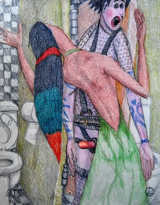 Σχέδιο με τίτλο "And Then Woman Crea…" από Edwin Loftus, Αυθεντικά έργα τέχνης, Παστέλ