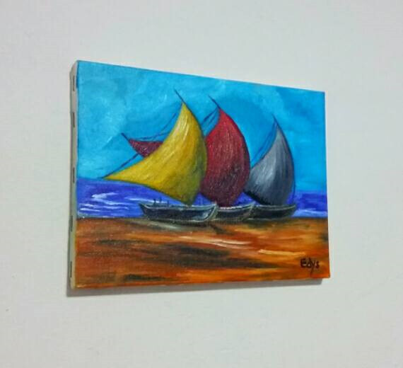 Pintura titulada "barcos.png" por Edy Lino, Obra de arte original