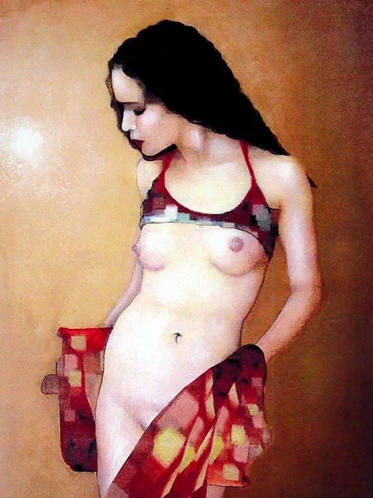 Painting titled "Pensive Moment" by Eddie Davis, Original Art,