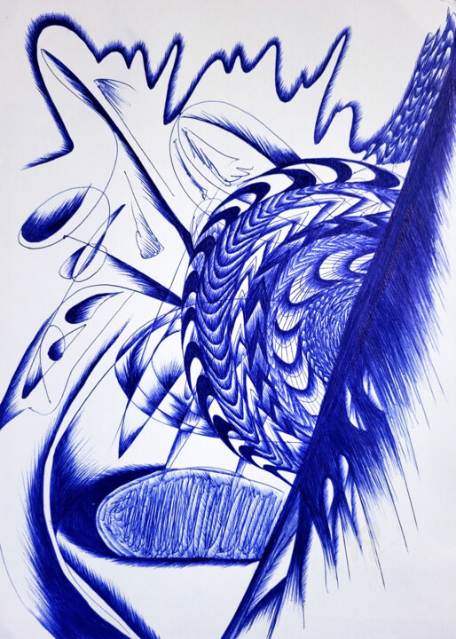 Disegno intitolato "Магнетизм и ужас ра…" da Eeyatus, Opera d'arte originale, Biro