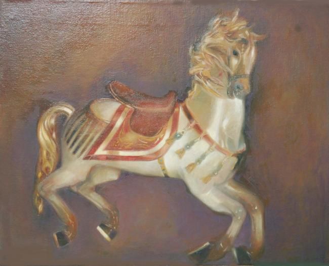 Painting titled "CAROUSEL HORSE" by Efcruz Arts, Original Artwork, Oil