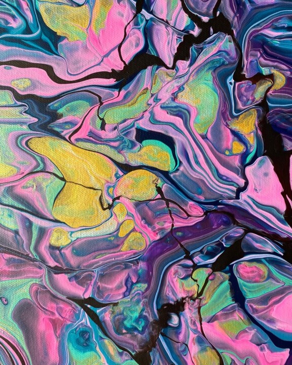 Peinture intitulée "Greeny Way" par Efluart By Ipek, Œuvre d'art originale, Acrylique