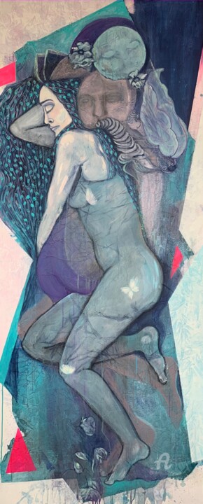 Malerei mit dem Titel "Sleeping Metamorpho…" von Ega, Original-Kunstwerk, Acryl Auf Keilrahmen aus Holz montiert