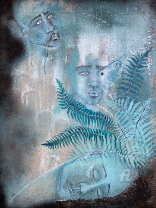 Peinture intitulée "Le murmure des foug…" par Ega, Œuvre d'art originale, Acrylique