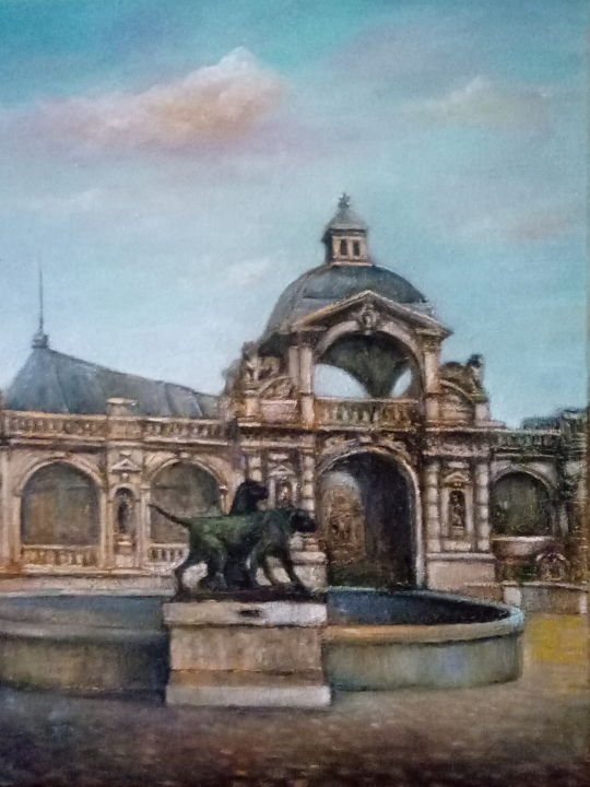 Картина под названием "Замок Шантийи во Фр…" - Egen Mirochnik, Подлинное произведение искусства, Масло